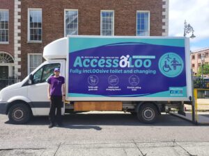 A photo of AccessoLoo Michaela with Martin stood beside her.